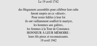 Le 19 avril 1742  des Huguenots