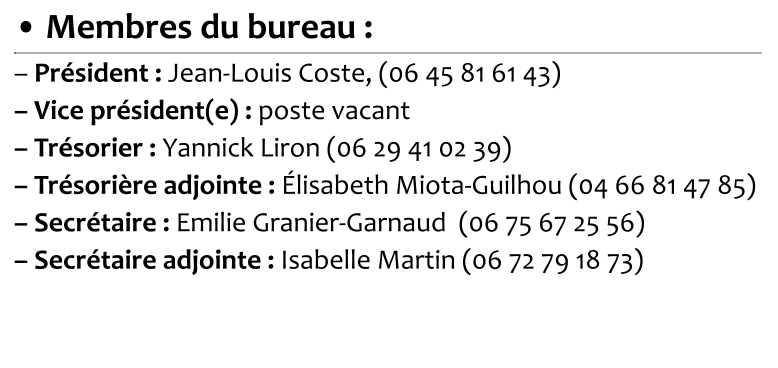 • Membres du bureau :