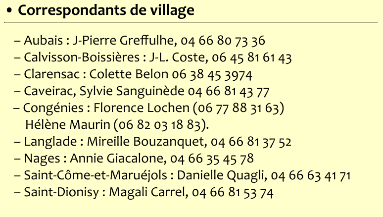 • Correspondants de village